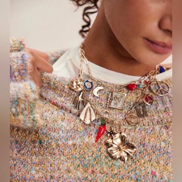 NWOT Free People Maxamillion Charm Necklace Flower Power Bohemian Boho Summer - Picture 2 of 4